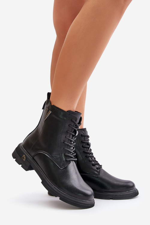 Zateplené dámske pracovné topánky z prírodnej kože Vinceza 7920 čierne