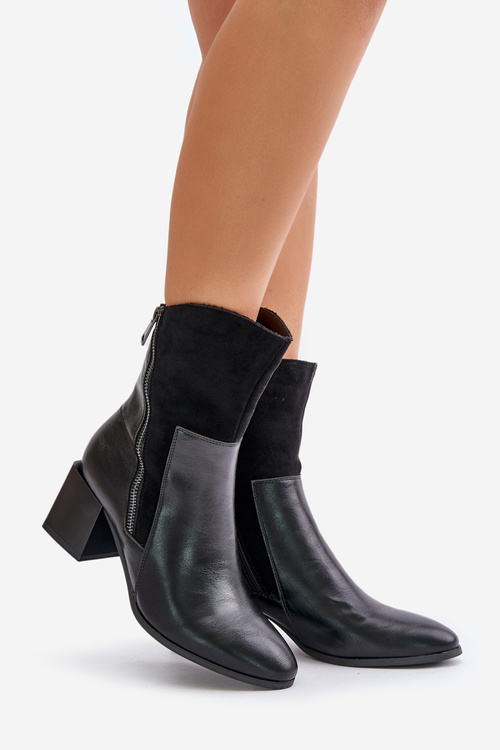 Zateplené dámské boty na podpatku černé Relabina