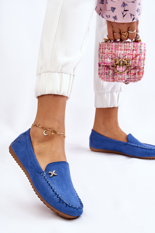 Dámske semišové mokasíny s dekoráciou Blue Leah