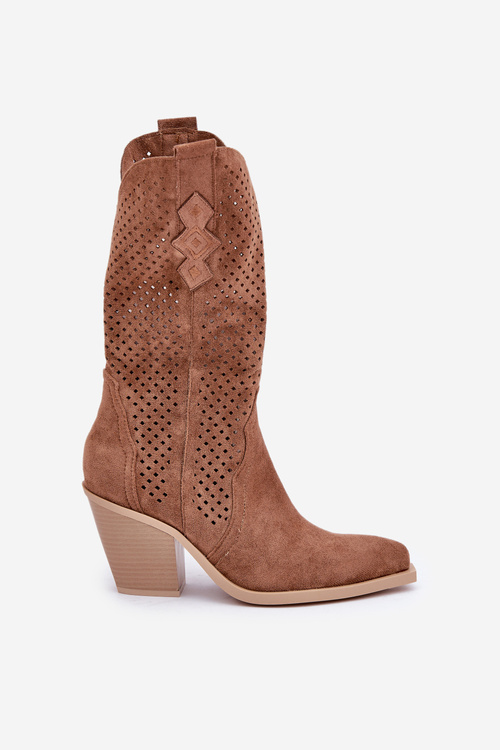 Dierkované Cowboy Čižmy Na Opätku Hnedé Salive