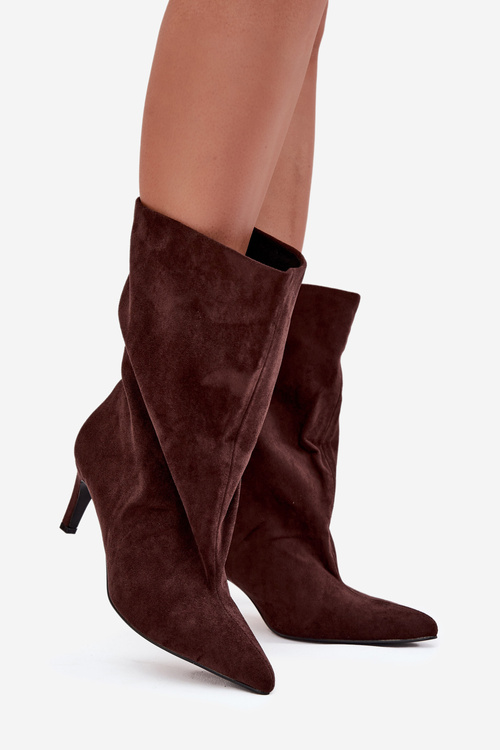 Vkládané dámske členkové topánky na ihlu čokoládové Solvienne