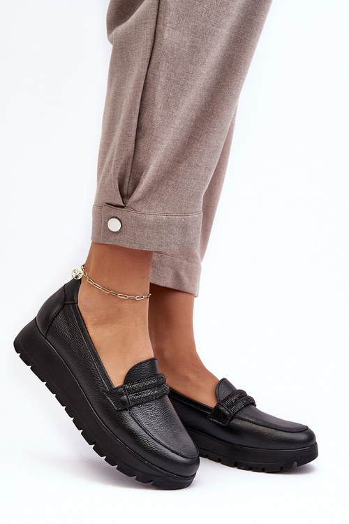 Kožené topánky na plošine s ornamentom Black Lehira