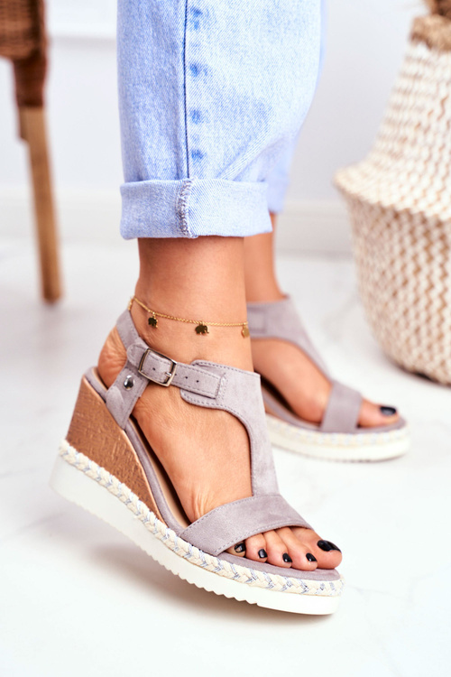 Dámske sandále pre sivé surové kliny