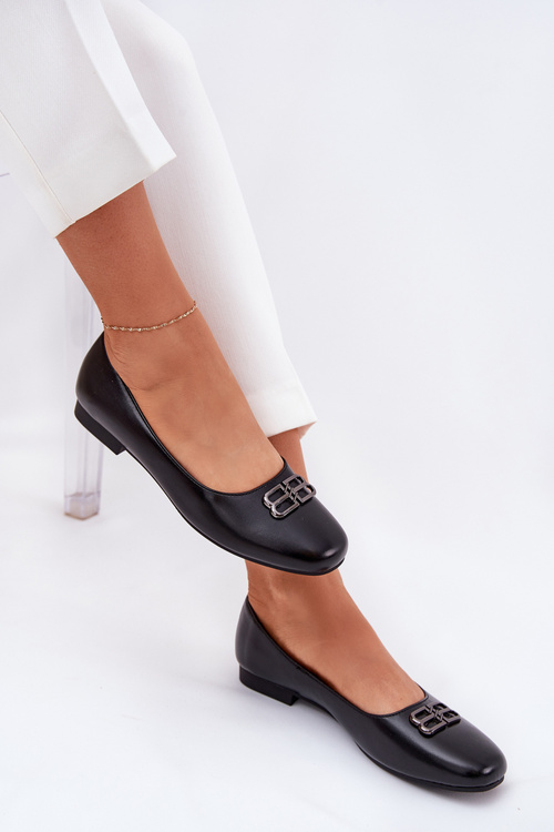 Elegantní Dámské Baletky S Ozdobou Vinceza 62206 Černé