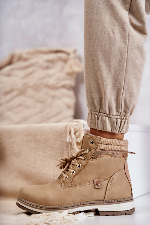 Dámské zateplené kozačky Trappers Tmavě béžová Liv