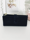 Large Women's Black Trendy Wallet Gold Zipper