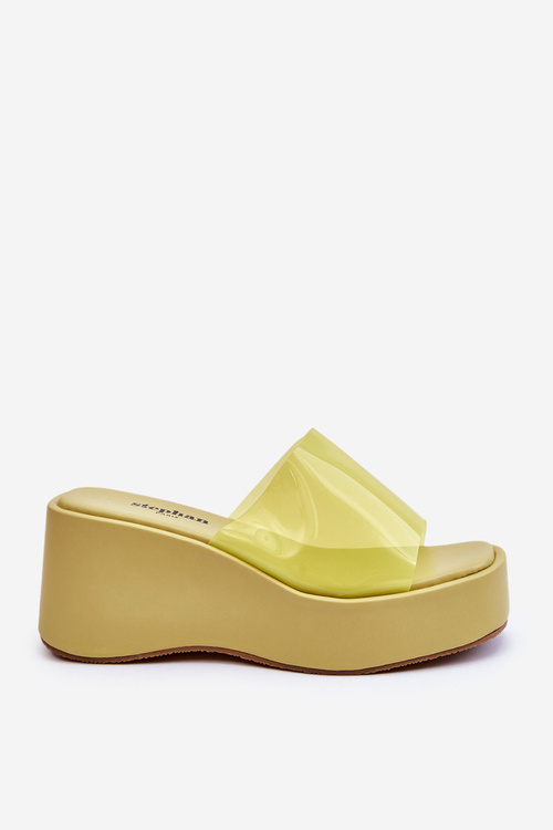 Dámské transparentní pantofle na klínku Světle zelená Eliane