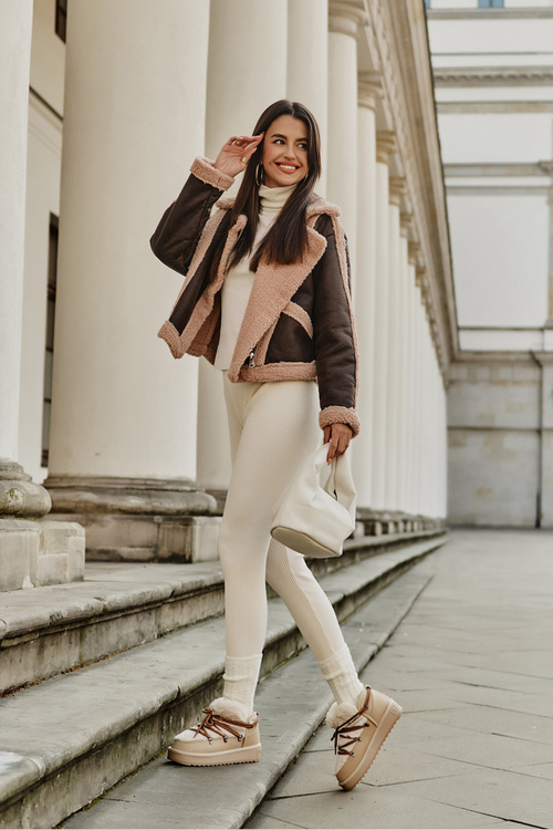 Nízke Snehové Čižmy Na Platforme S Kožušinou D.Franklin Béžové DFSH370011