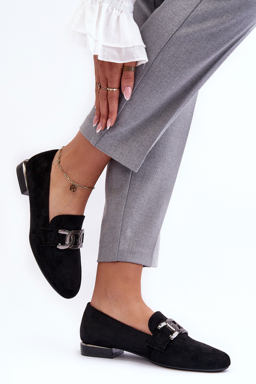 Dámské mokasíny s ozdobou černá Camilena