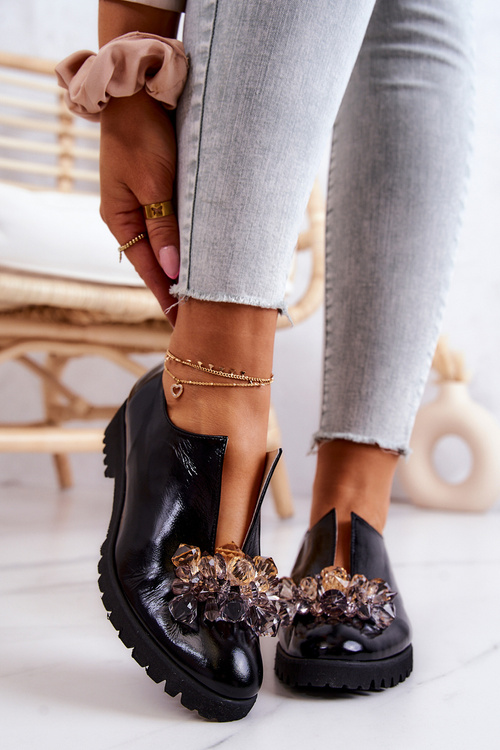 Elegantní Kožené Boty S Ornamentem černe Cindy