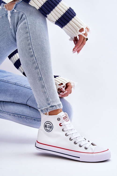 Dámska klasická vysoká veľká hviezda T274026 Biele tenisky