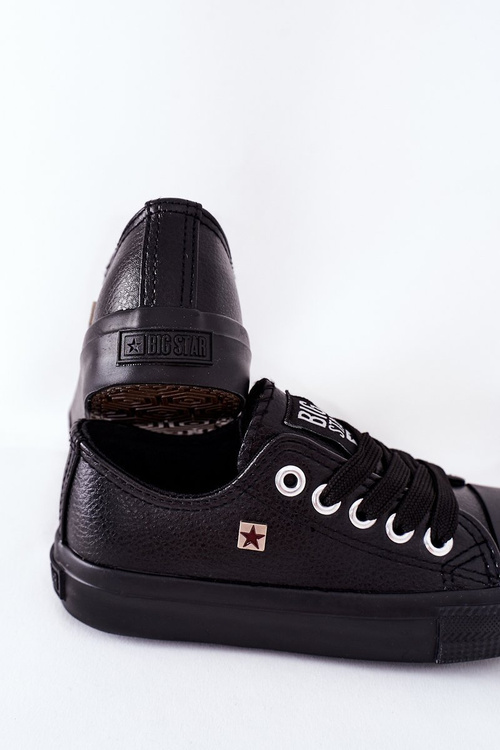 Veľká hviezda FF374304 Čierne kožené tenisky