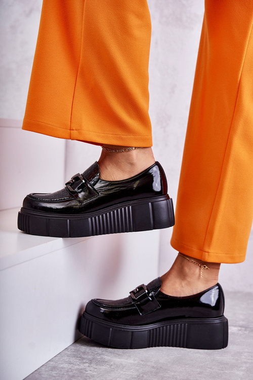 Módní kožené boty na platformě Černe Marsol