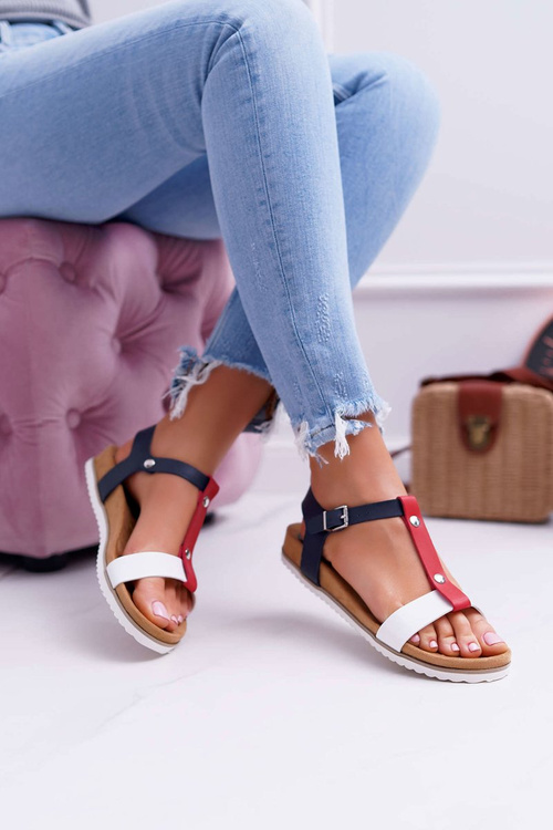 Dámske ploché sandále profilované 8SD35-0306 farebné dubi