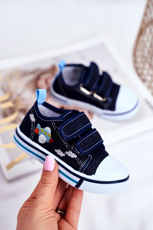 Dětské tenisky se suchým zipem tmavě modré Nimalo