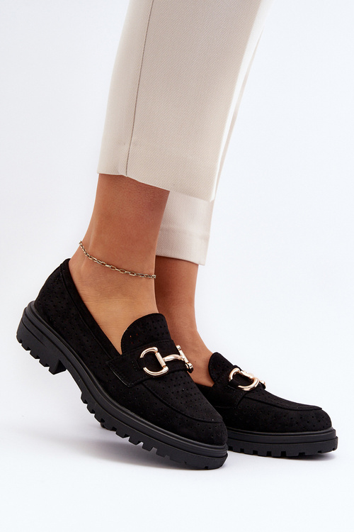 Dámské černé mokasíny s výšivkou Talesse