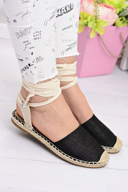 Ženské bielizeň baleríny zviazané čierne espadrilles more