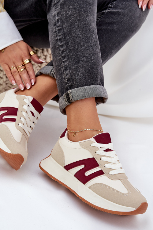 Dámske Športové Topánky Na Platforme Béžovo-Červené Emidi