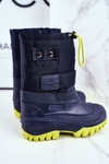 Detské snehové topánky izolované s kožušinou Navy Blue Hot Winter