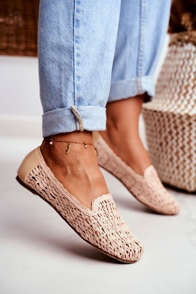 Ženské baleríny lu boo spletené béžové 4ever