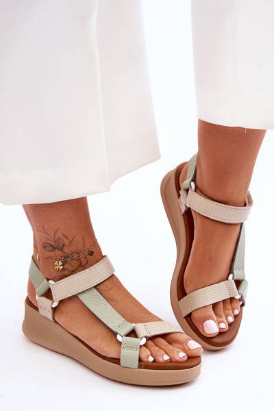 Kožené sandále Maciejka L5186-09 Green-Beige