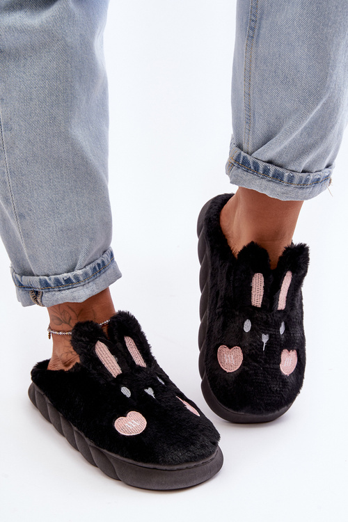 Ženské papuče s čiernym zajačikom Naveritte