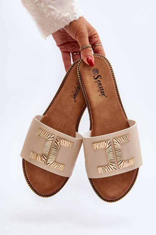 Dámské žabky s ozdobou Beige Ollavia