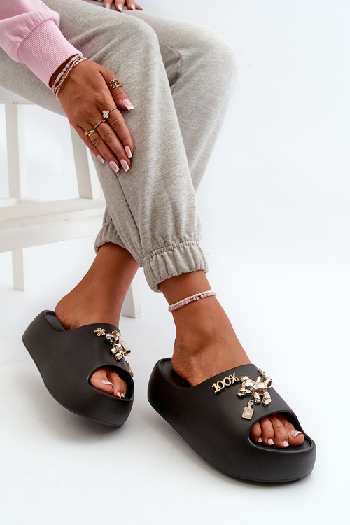 Dámské lehké pěnové žabky s ozdobami Černé Orchia