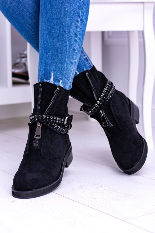 Lu Boo Black Dámske topánky zips rafell