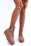 Suede Boots Workers na masívnom platforme béžové laviky kliny