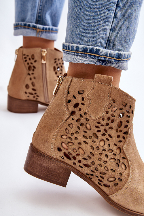 Dámské prolamované boty Lewski Shoes 2909 Tmavě béžová