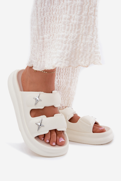 Dámské Pěnové Pantofle Na Platformě Ecru Falowena