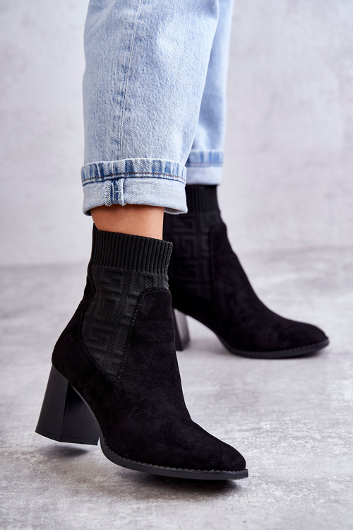 Dámské semišové boty s ponožkou černé Montes