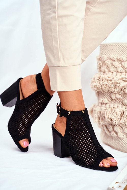 Dámske otváranie PEEP NÁBATE ČIERNE BOOKY