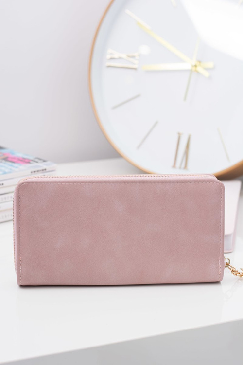 Women's Big Wallet with a Fringe Keychain Pink