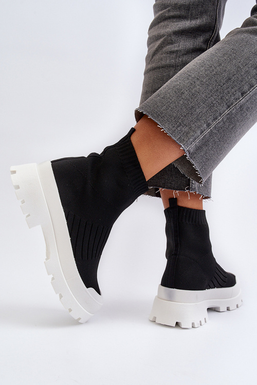 Dámske topánky s ponožkovitým zvrškom čiernej farby Fiename