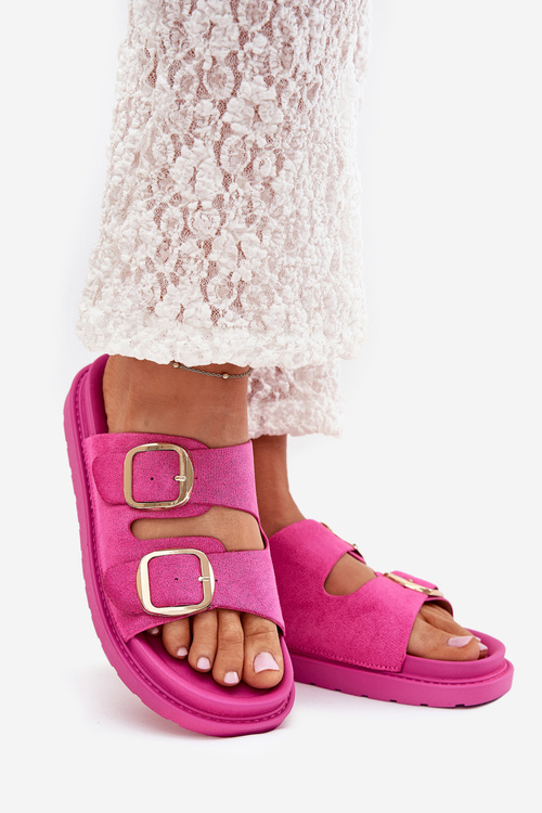 Dámské sandály na platformě se zlatými sponami fuchsie Verena