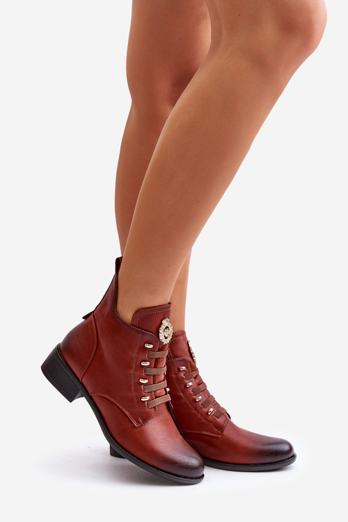 Nízké kotníkové boty s podšívkou na zip s ozdobou hnědé Nevalia