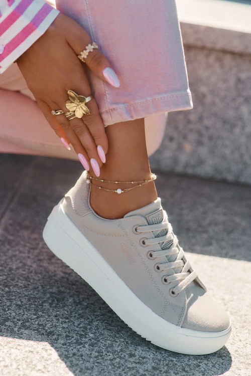 Dámské Textilní Tenisky Na Platformě Big Star RR274465 Béžové