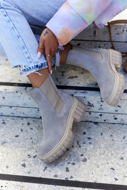 Semišové dámské boty Světle šedá Kennel