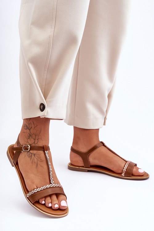 Dámské bronzové šandal s kameny Penna