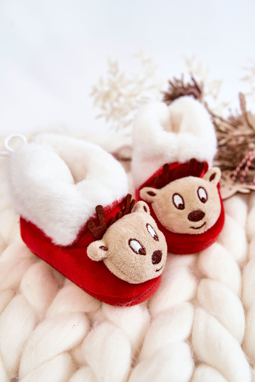 Dětské teplé pantofle sob červene