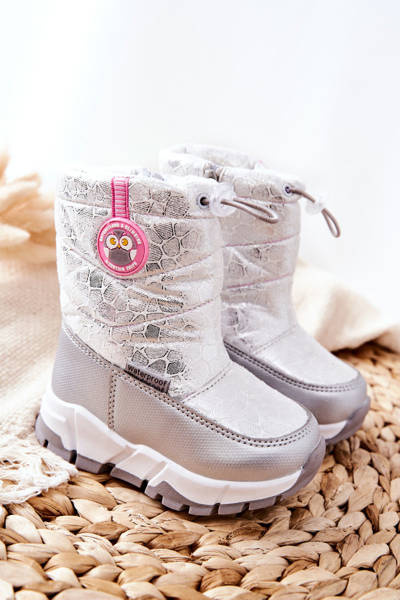 Dětské zateplené sněhule se zipem Stříbrná a bílá Laoth