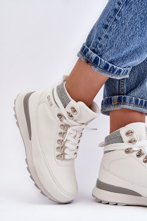 Trekkingové topánky čipky -up biele veľké hviezdy MM274675