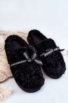 Dámské kožešinové pantofle s mašlí Černá Ryana