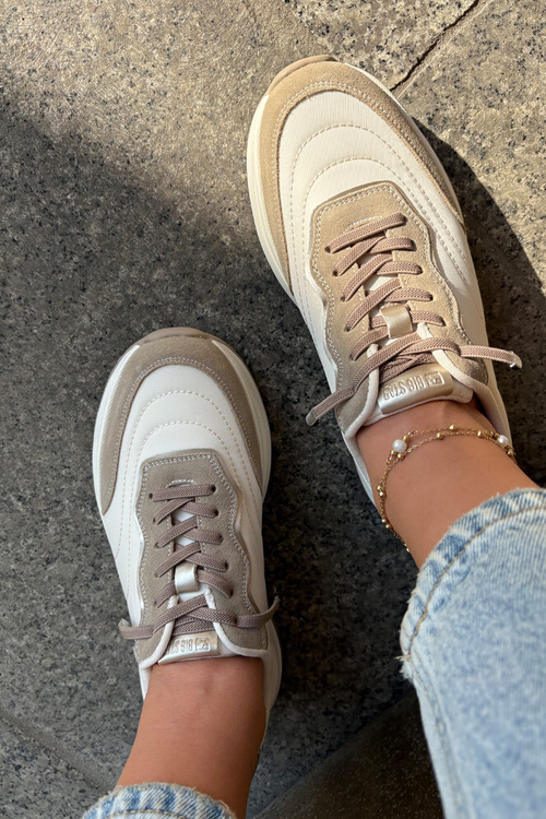 Dámske Semišové Tenisky Na Platforme Big Star RR274A344 HI-POLY SYSTEM Béžové