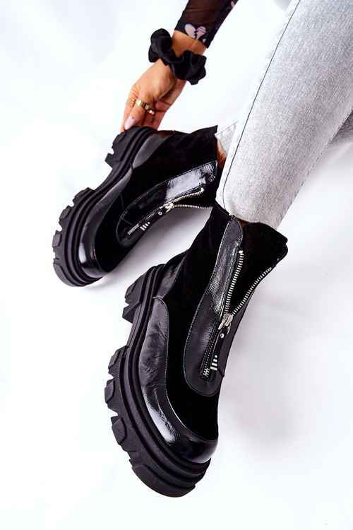 Kožené polstrované boty Laura Messi Černá 2371