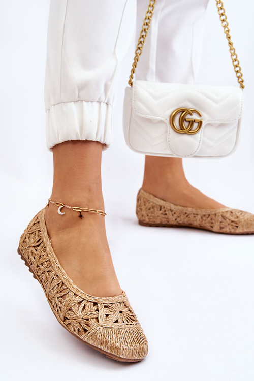 Otvorené módne béžové baleríny Thiago