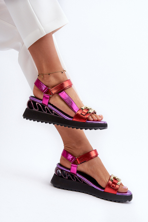 Dámske sandále na klinček D&A CR954 fialové