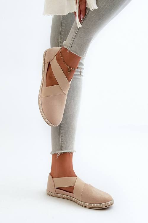 Dámske espadrilky s elastickými pásikmi z ekokože béžové Phaedrana
